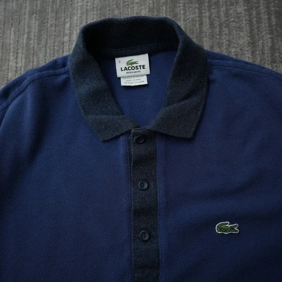 Lacoste Shirt Men Polo Short Sleeve Blue Regular Fit 100% Cotton Size 3 Small - Picture 10 of 10